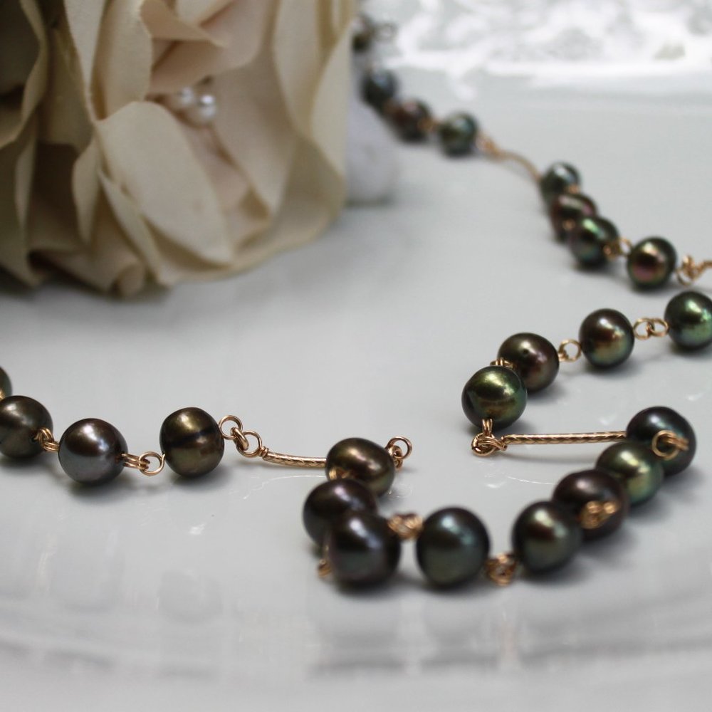 Natural 10mm Green Freshwater Pearls 32" Necklace